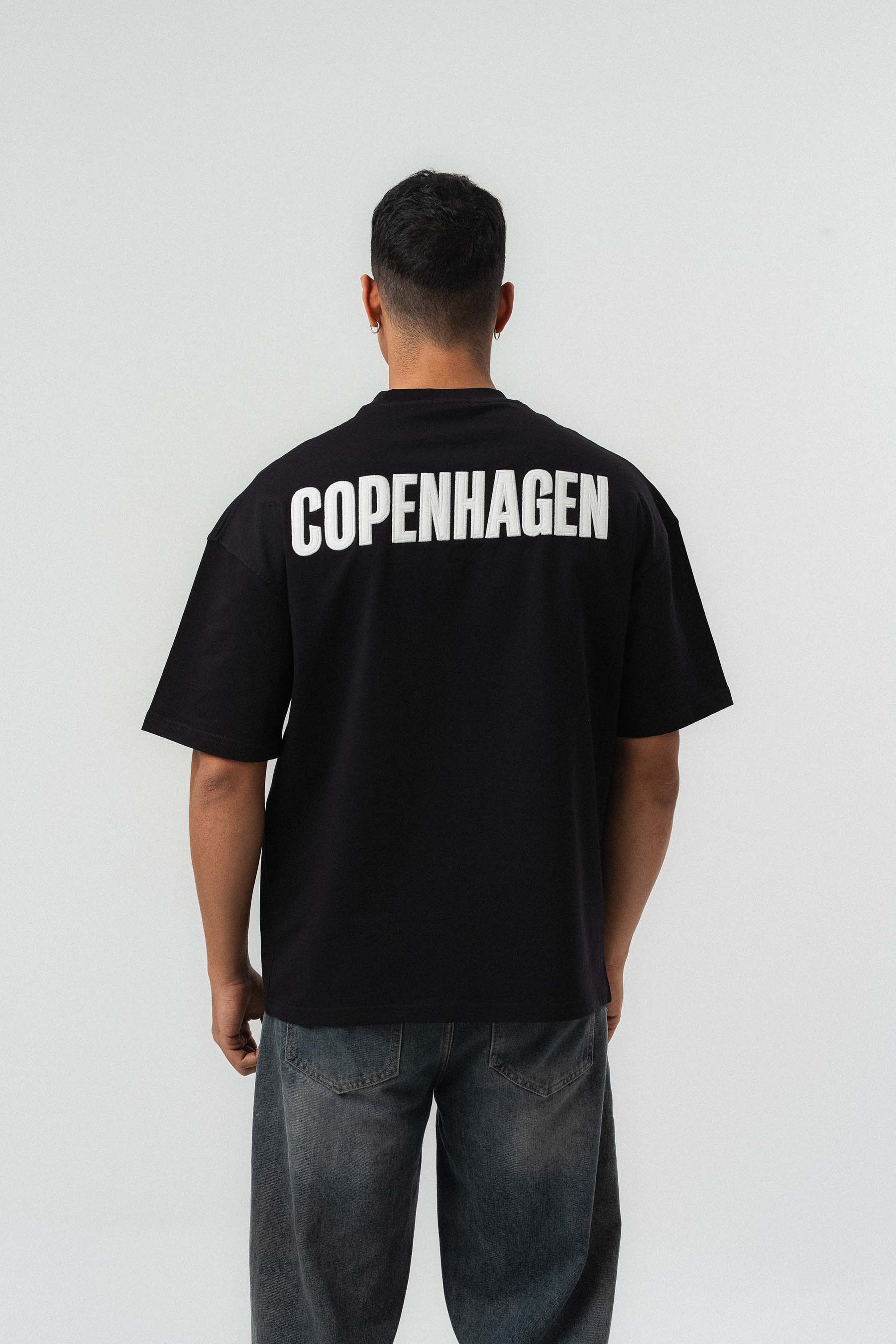 Copenhagen Siyah Oversize Baskılı T-Shirt