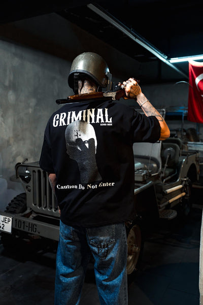 Criminal Print Oversize Black T-shirt