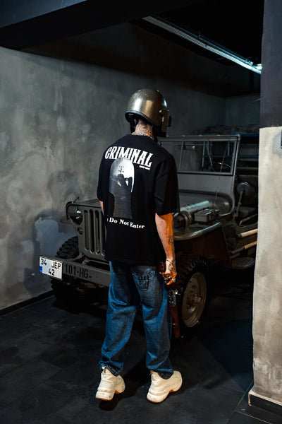 Criminal Print Oversize Black T-shirt