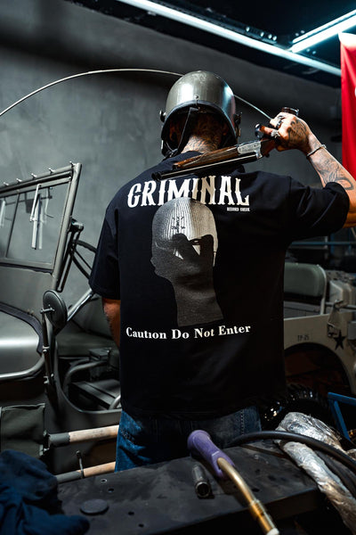 Criminal Print Oversize Black T-shirt