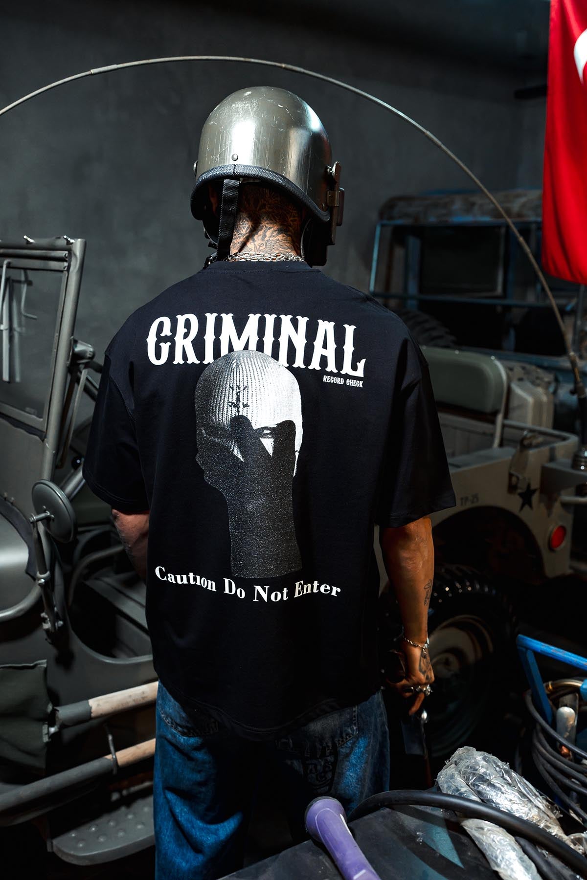 Criminal Baskılı Oversize Siyah Tshirt