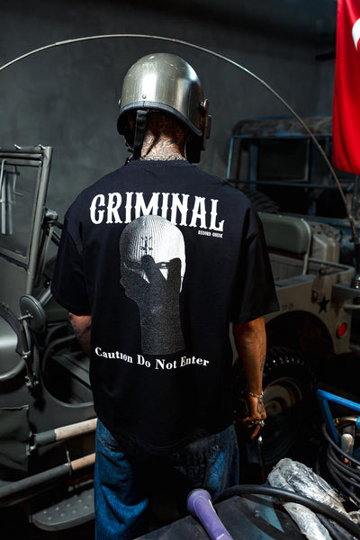 Criminal Print Oversize Black T-shirt