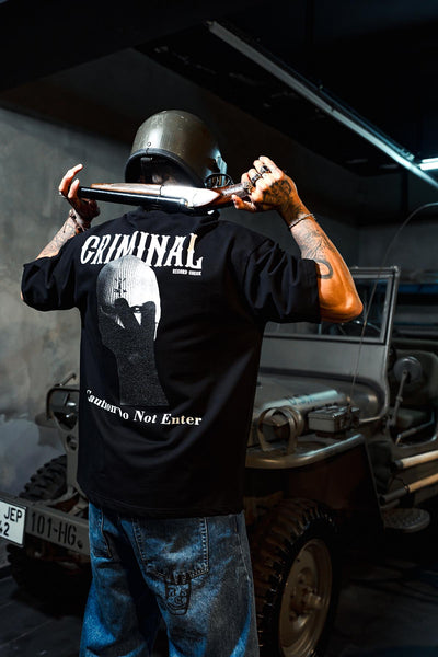 Criminal Print Oversize Black T-shirt
