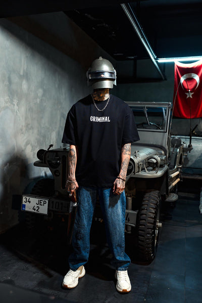 Criminal Print Oversize Black T-shirt