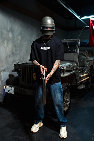 Criminal Print Oversize Black T-shirt