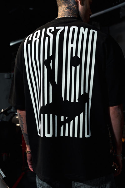 Cristiano Ronaldo Printed Oversize Black T-shirt