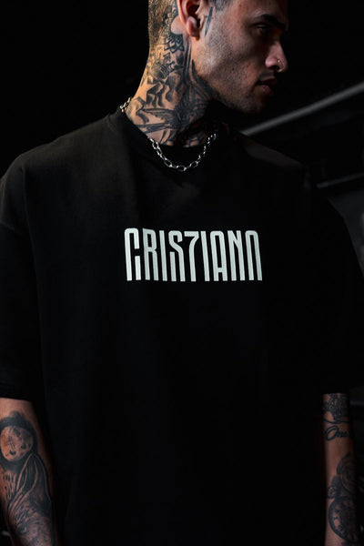 Cristiano Ronaldo Printed Oversize Black T-shirt