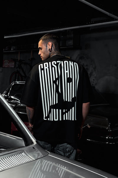 Cristiano Ronaldo Printed Oversize Black T-shirt
