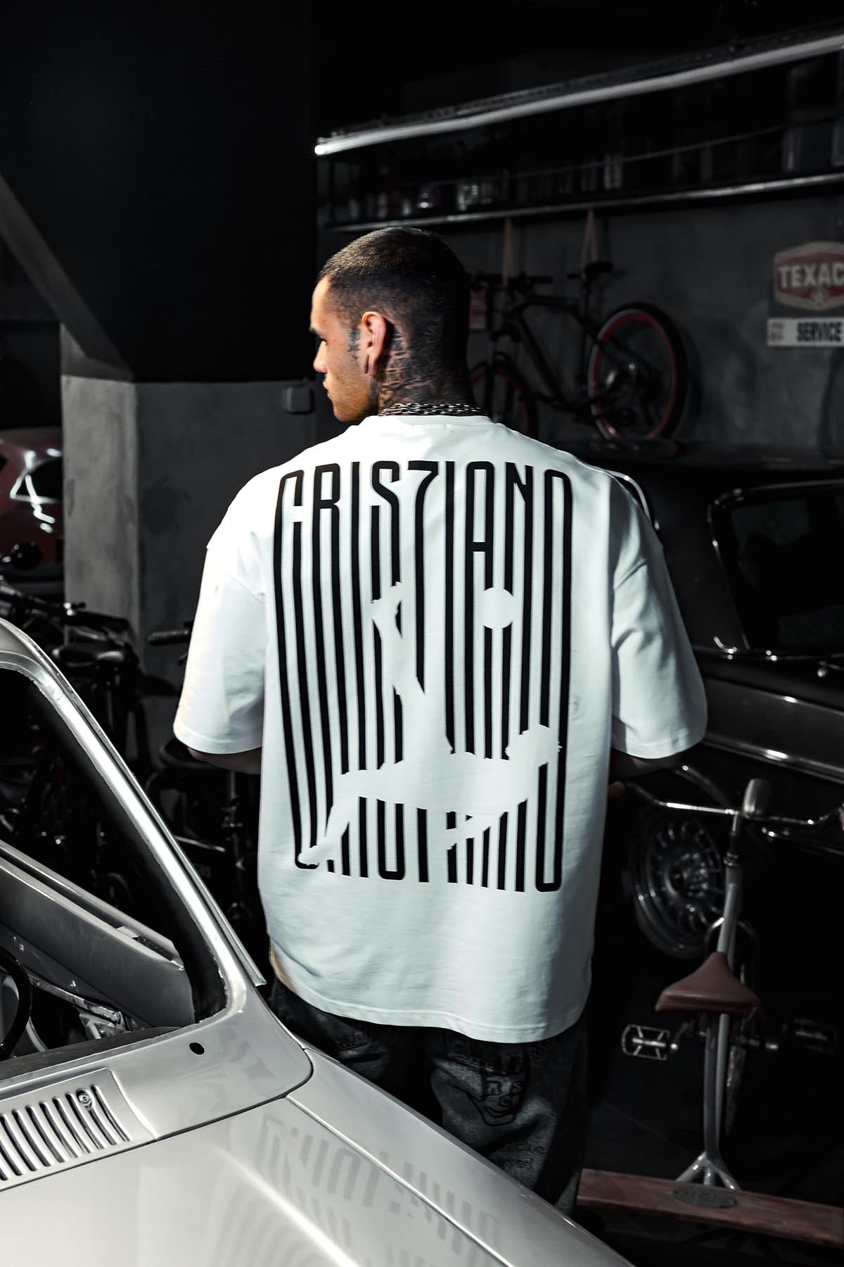 Cristiano Ronaldo Baskılı Oversize Beyaz Tshirt