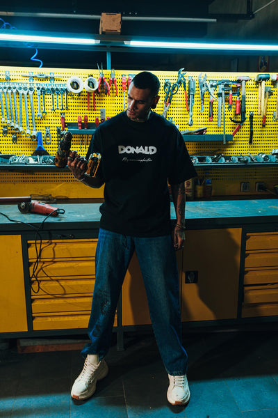 Donald Money Patch Printed Oversize Black T-shirt