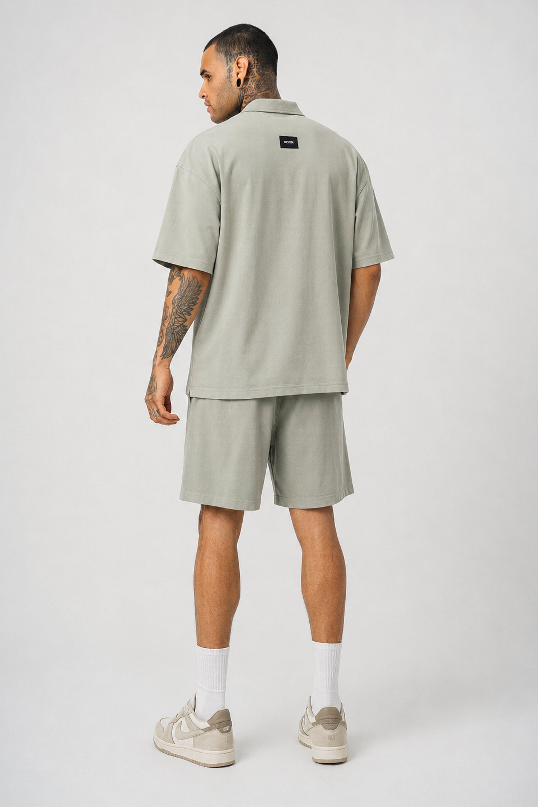 Ketenli Nakışlı Regular Fit Şort & Gömlek Mint Yeşili Takım
