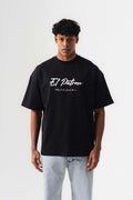 El Patron Siyah Oversize Baskılı T-Shirt