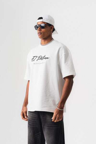 El Patron Beyaz Oversize Baskılı T-Shirt