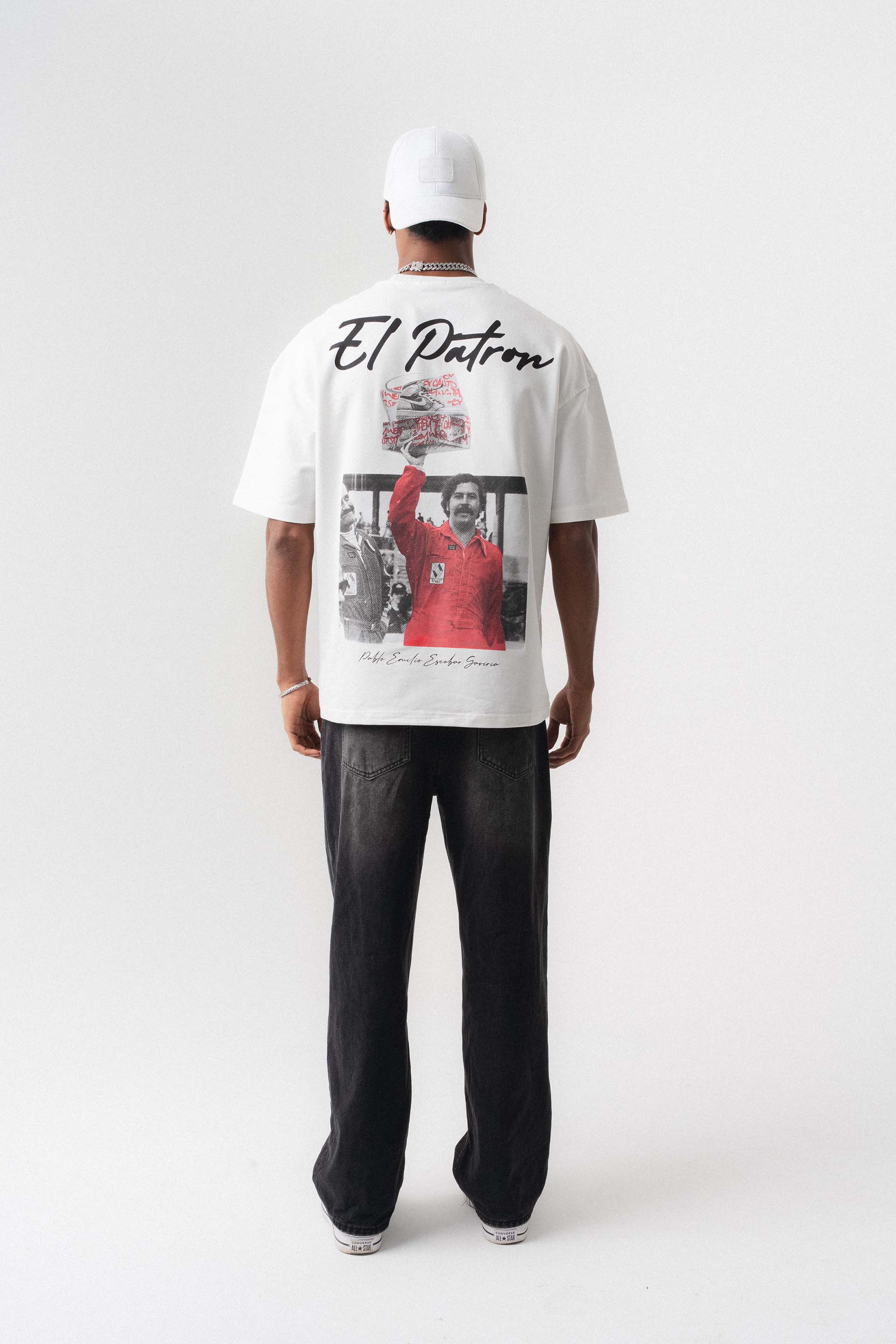 El Patron Beyaz Oversize Baskılı T-Shirt