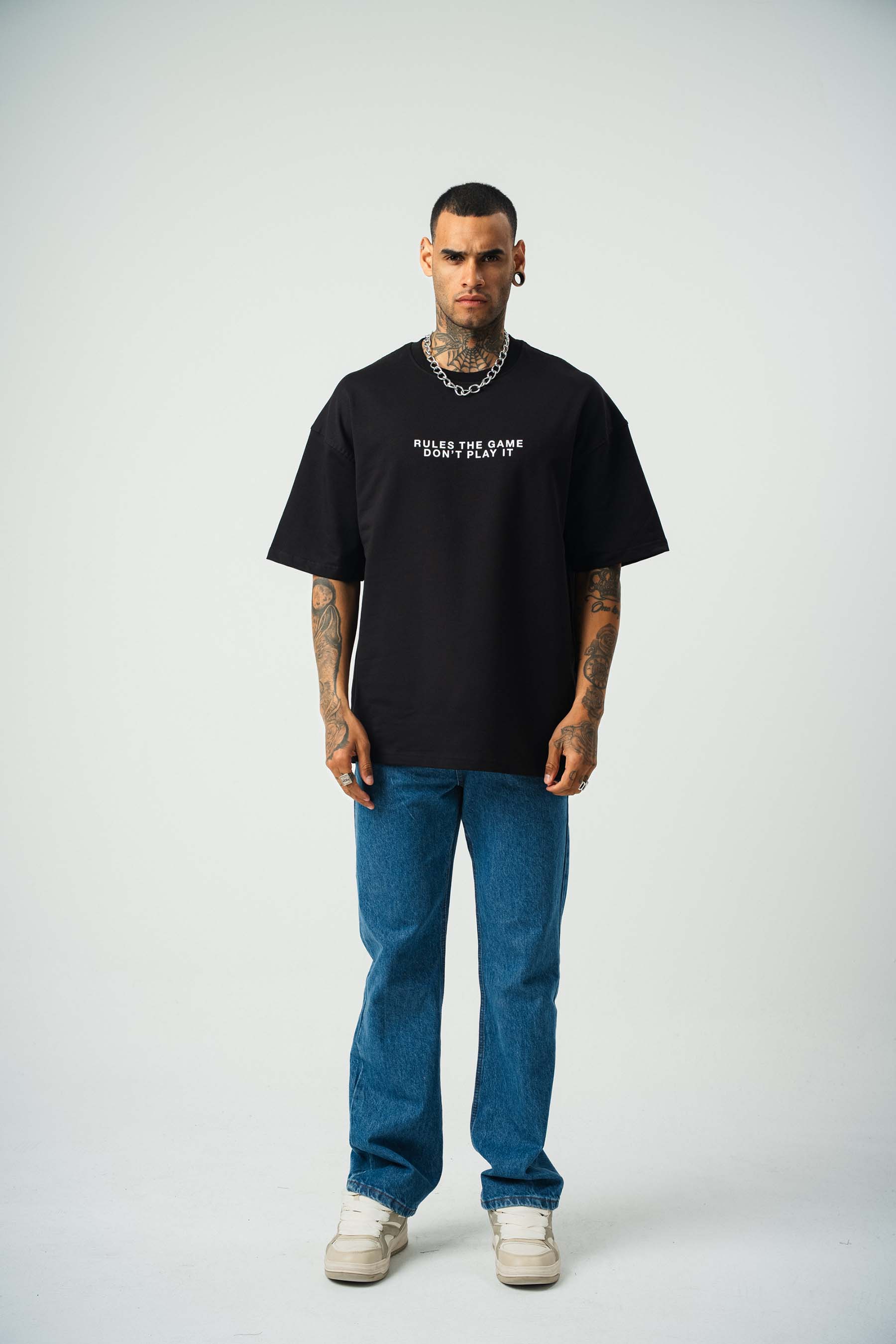 The Fathers Baskılı Siyah Oversize T-Shirt