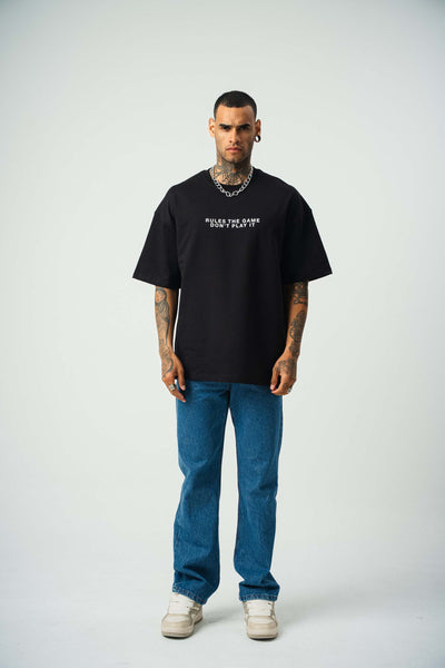 The Fathers Baskılı Siyah Oversize T-Shirt