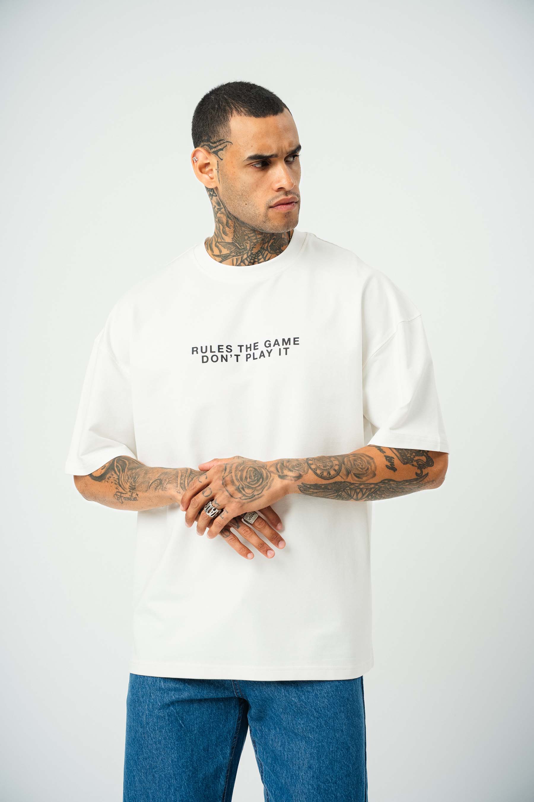 The Fathers Baskılı Beyaz Oversize T-Shirt