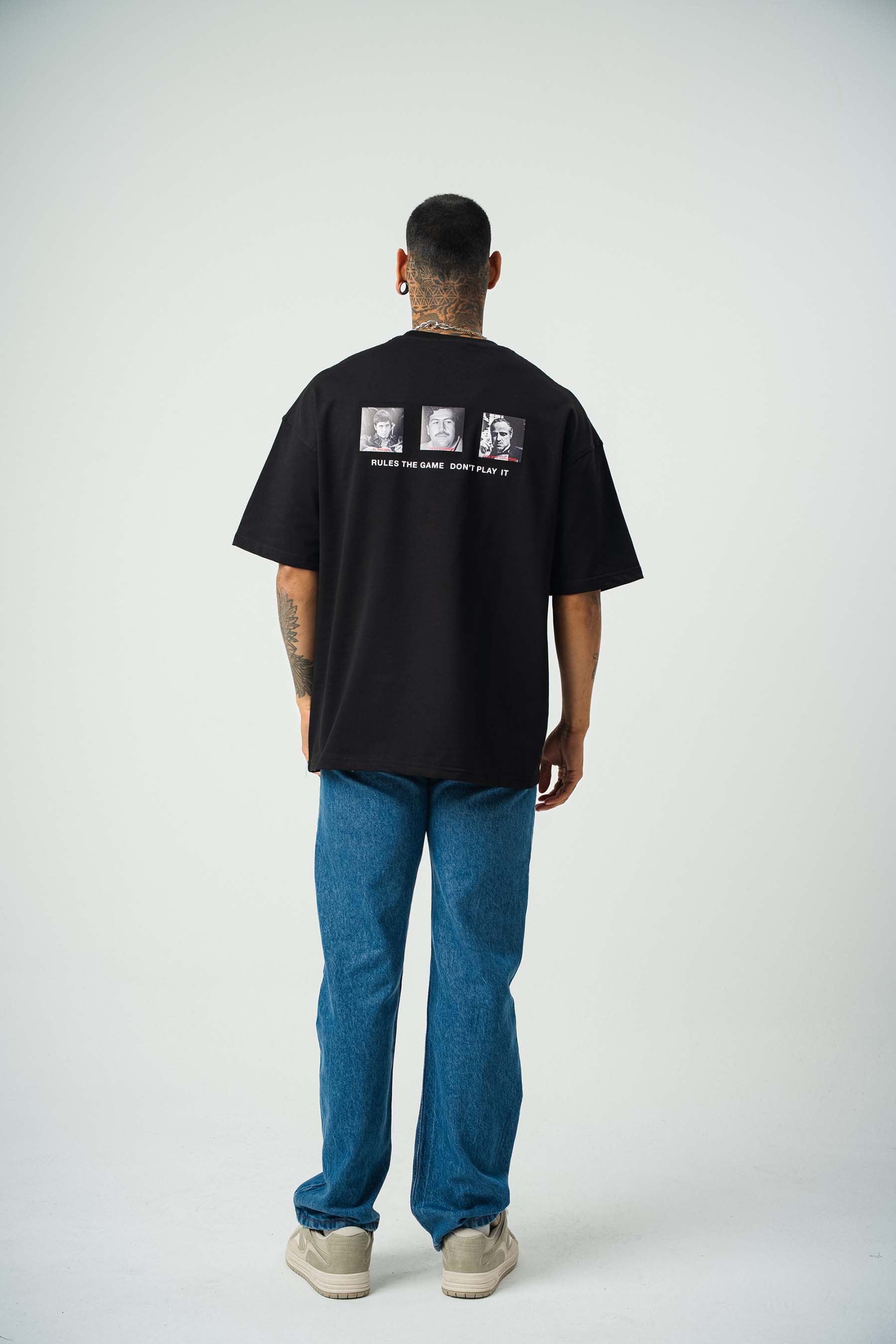 The Fathers Baskılı Siyah Oversize T-Shirt