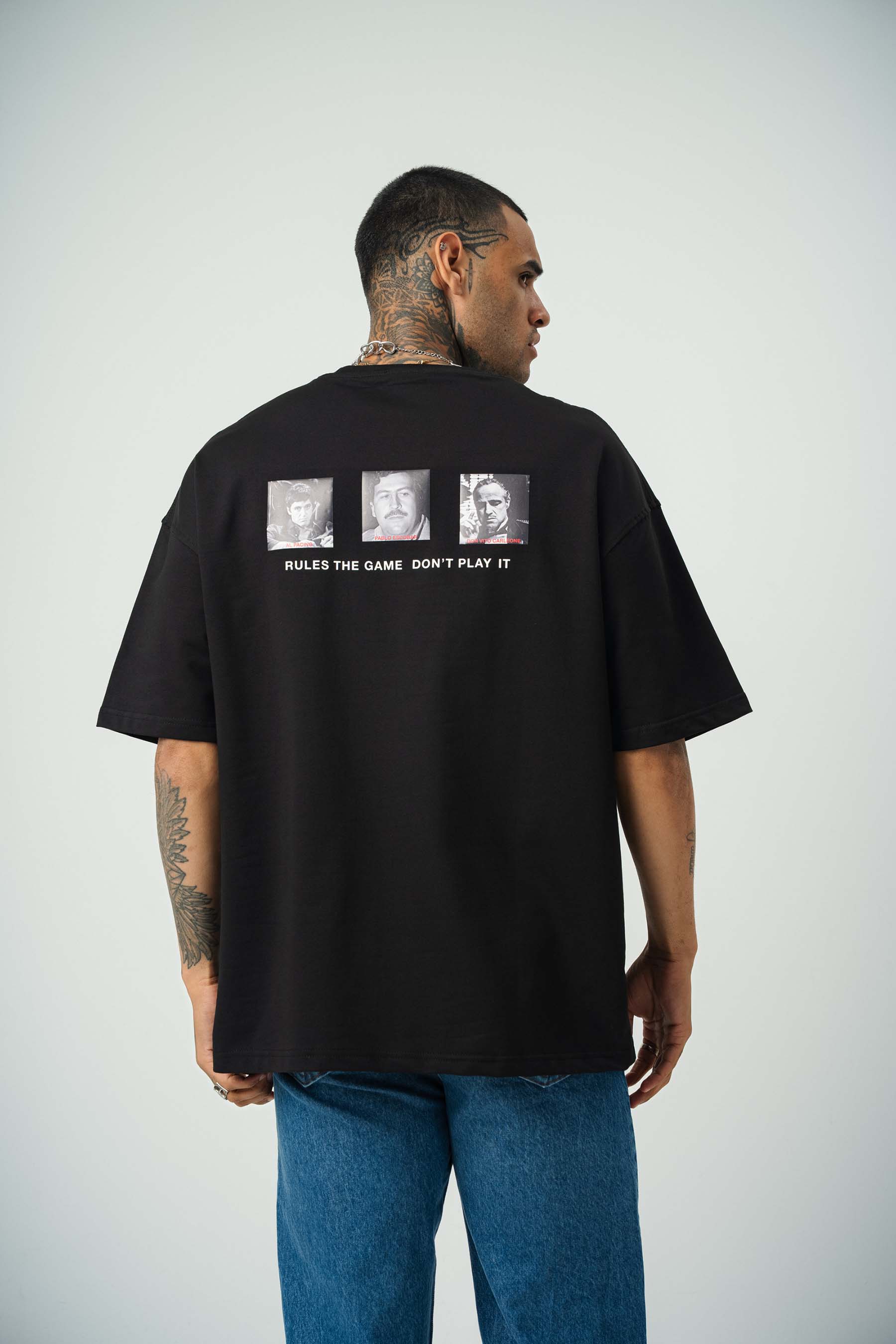 The Fathers Baskılı Siyah Oversize T-Shirt