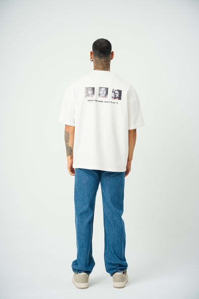 The Fathers Baskılı Beyaz Oversize T-Shirt