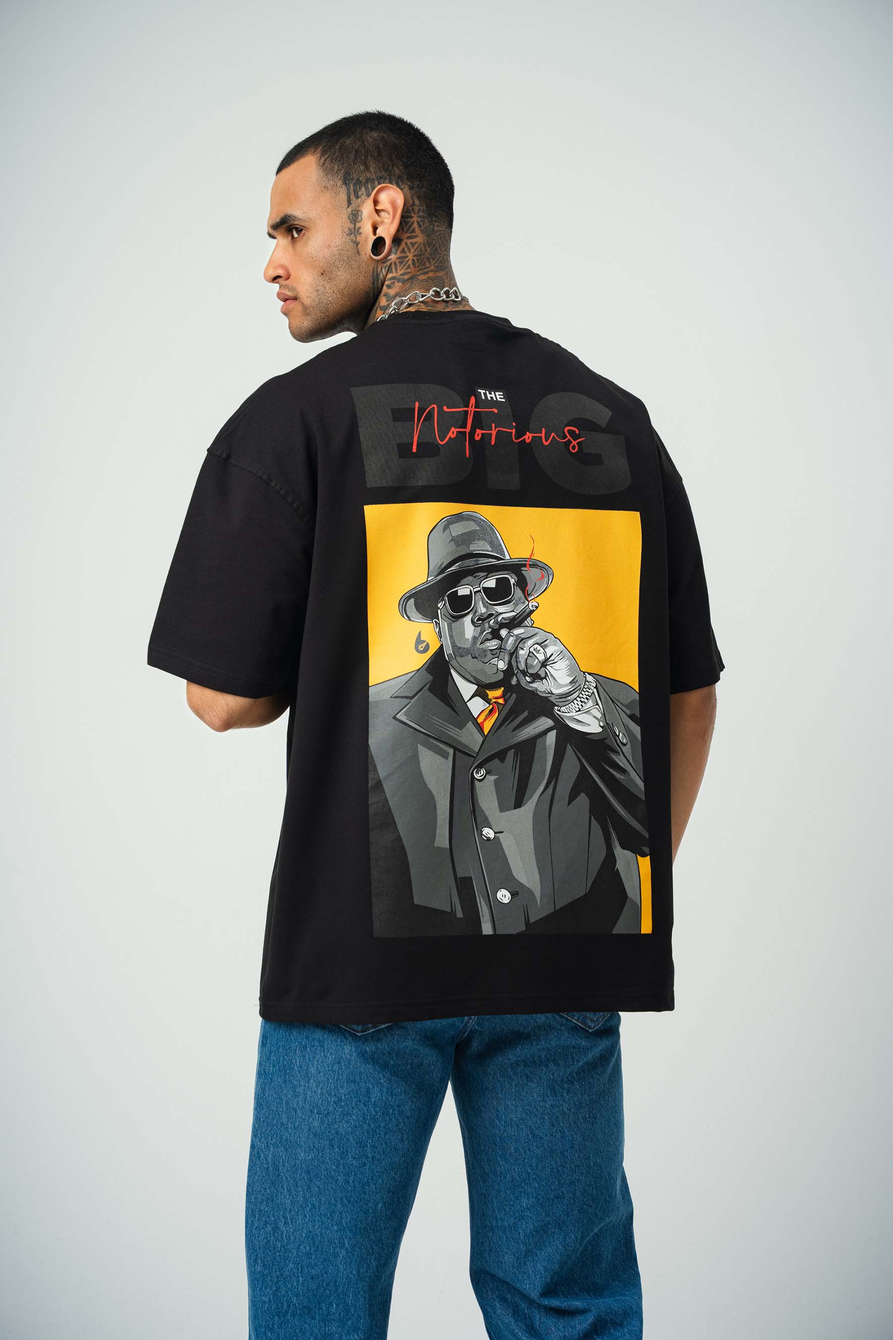 Biggie Baskılı Siyah Oversize T-Shirt