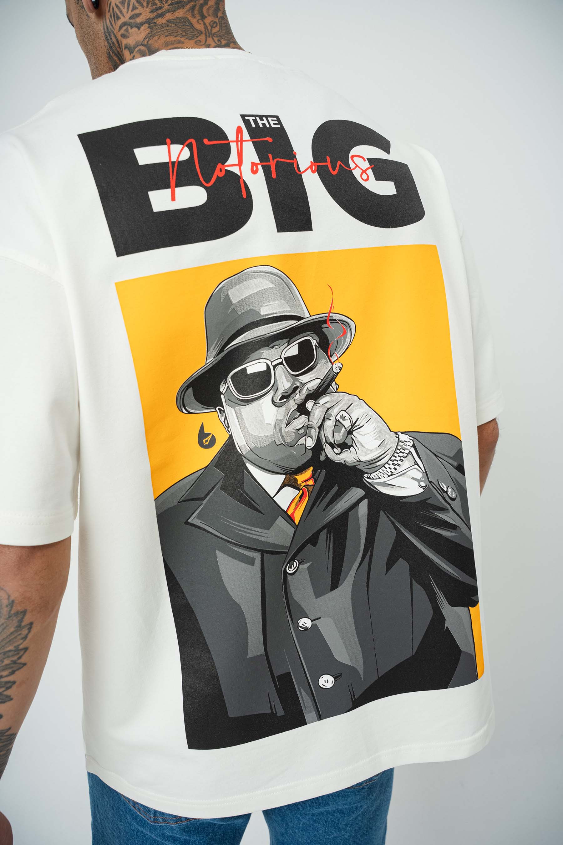 Biggie Baskılı Beyaz Oversize T-Shirt