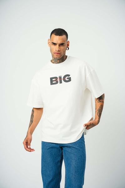 Biggie Baskılı Beyaz Oversize T-Shirt