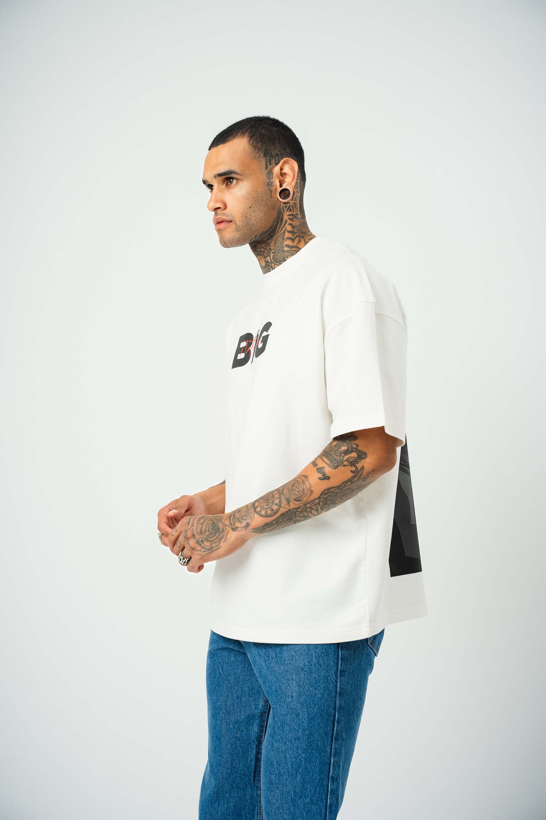 Biggie Baskılı Beyaz Oversize T-Shirt
