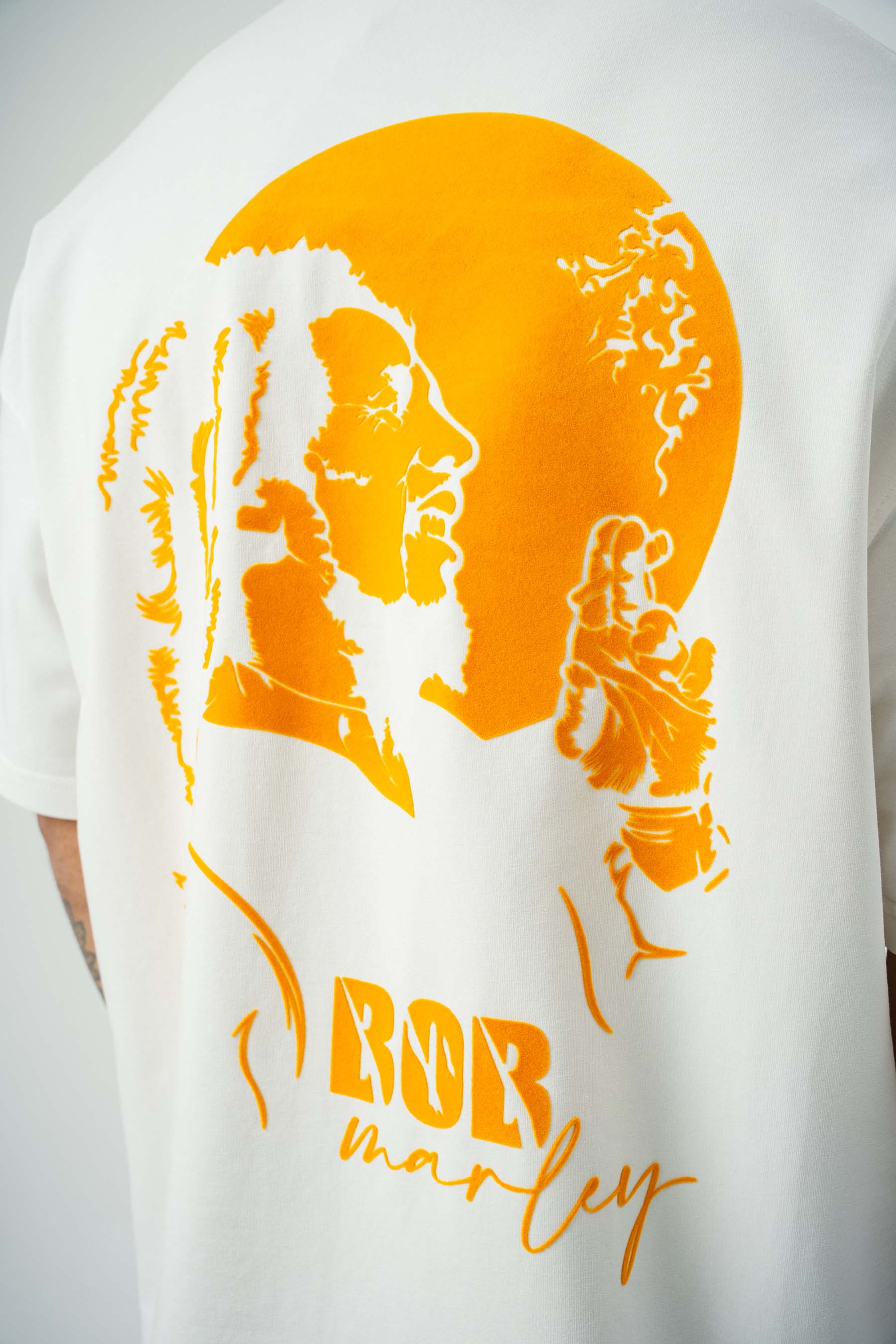 Bob Marley Baskılı Beyaz Oversize T-Shirt