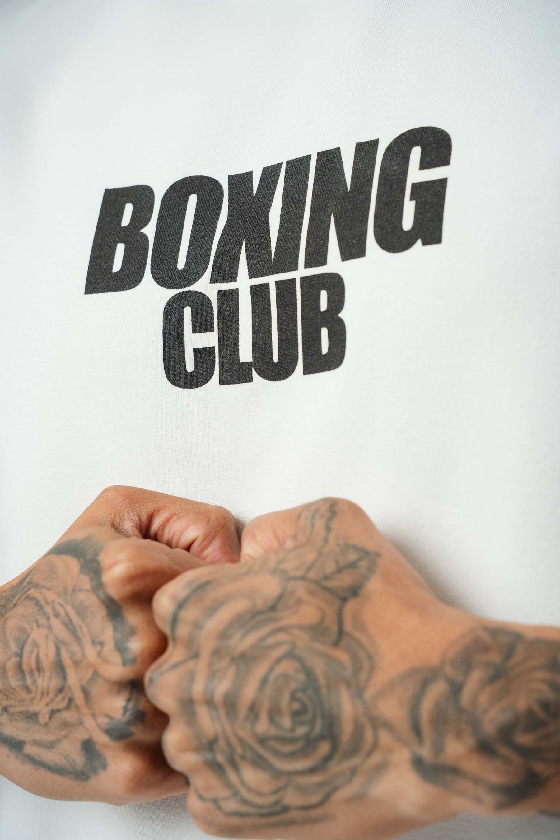 Boxing Club Baskılı Gri Oversize T-Shirt