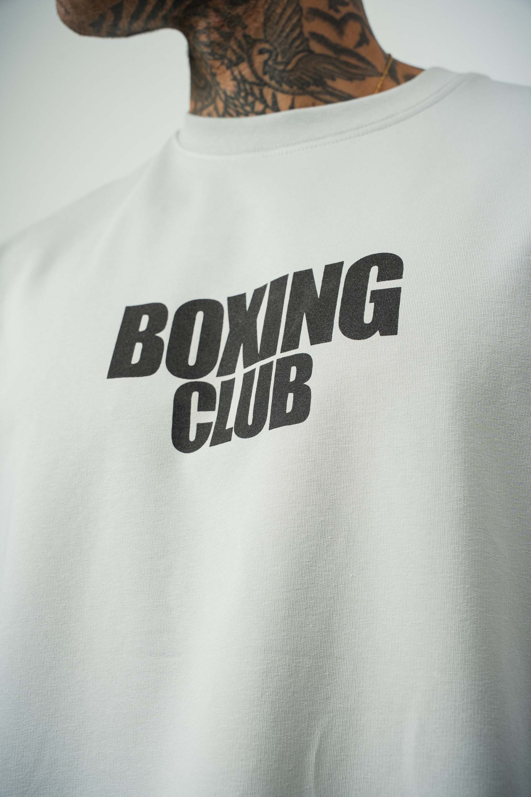Boxing Club Baskılı Gri Oversize T-Shirt