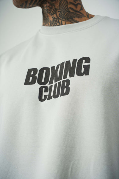 Boxing Club Baskılı Gri Oversize T-Shirt