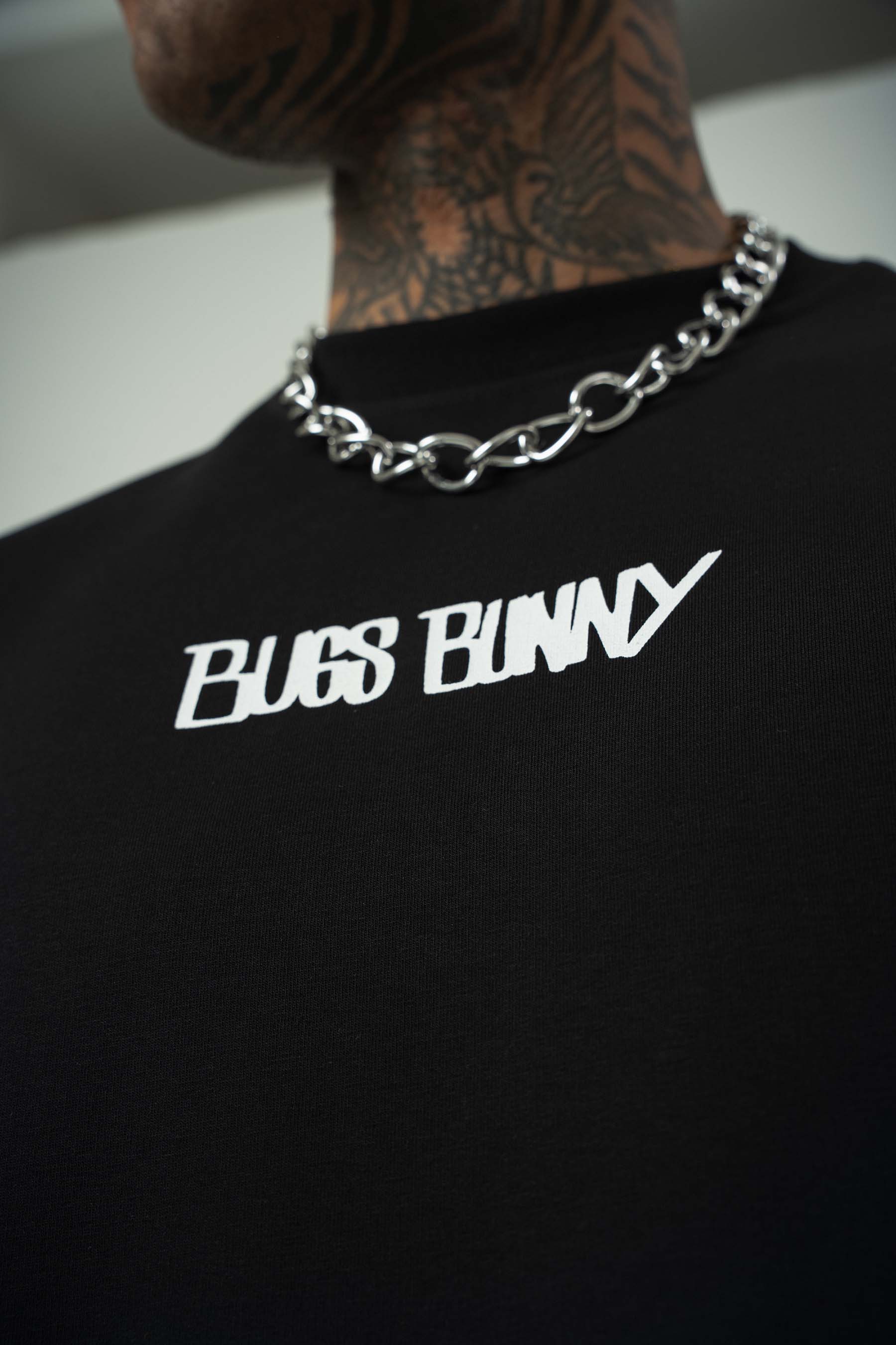 Bugs Bunny Baskılı Siyah Oversize T-Shirt