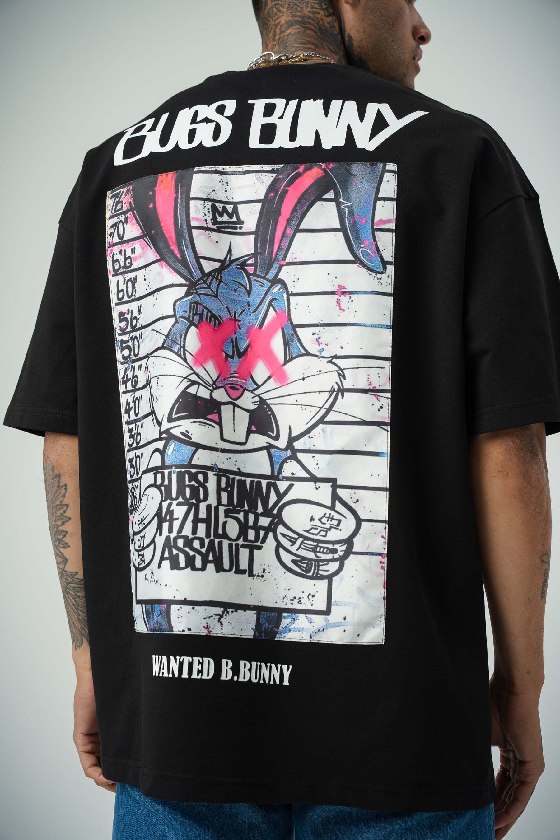 Bugs Bunny Baskılı Siyah Oversize T-Shirt