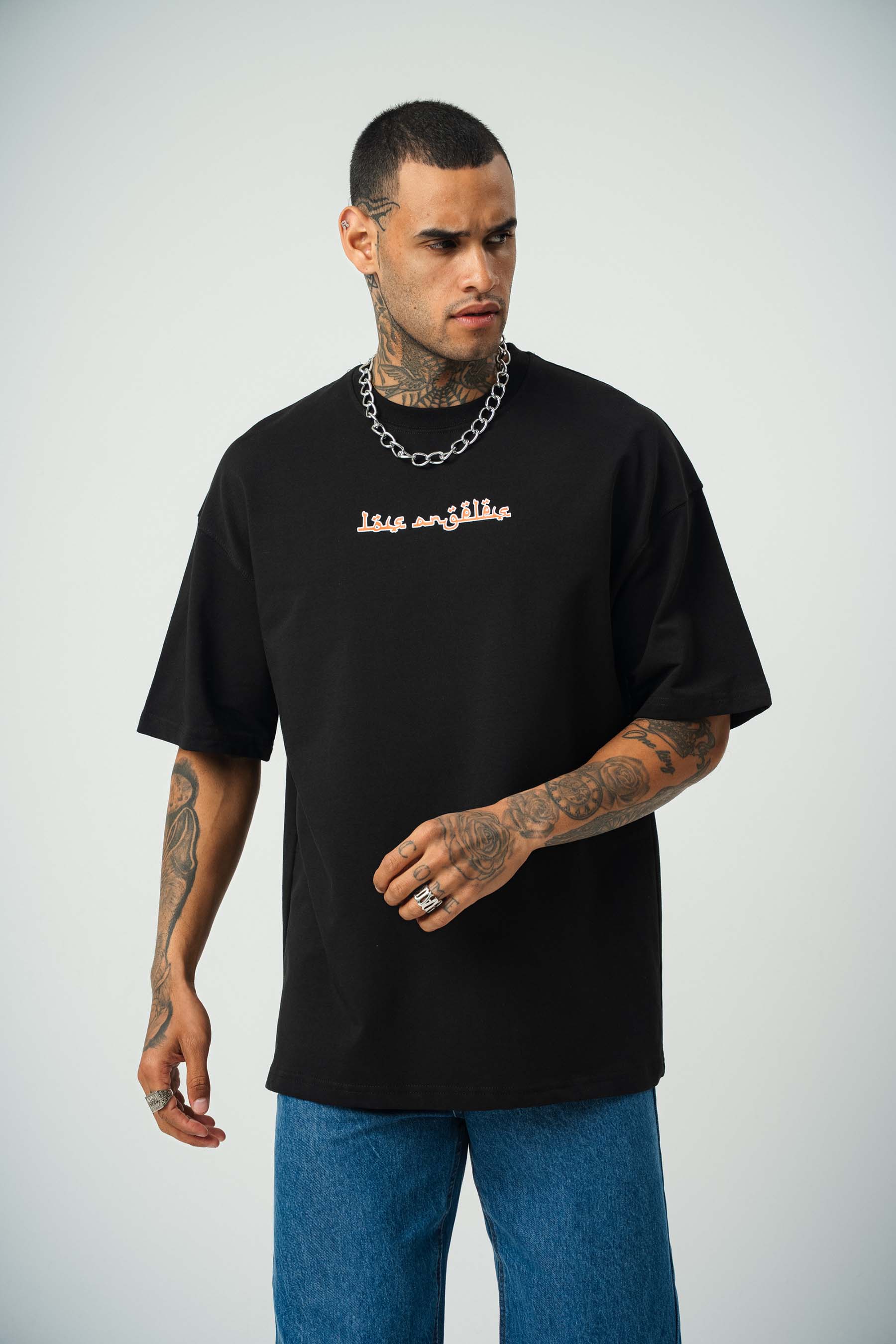 California Baskılı Siyah Oversize T-Shirt