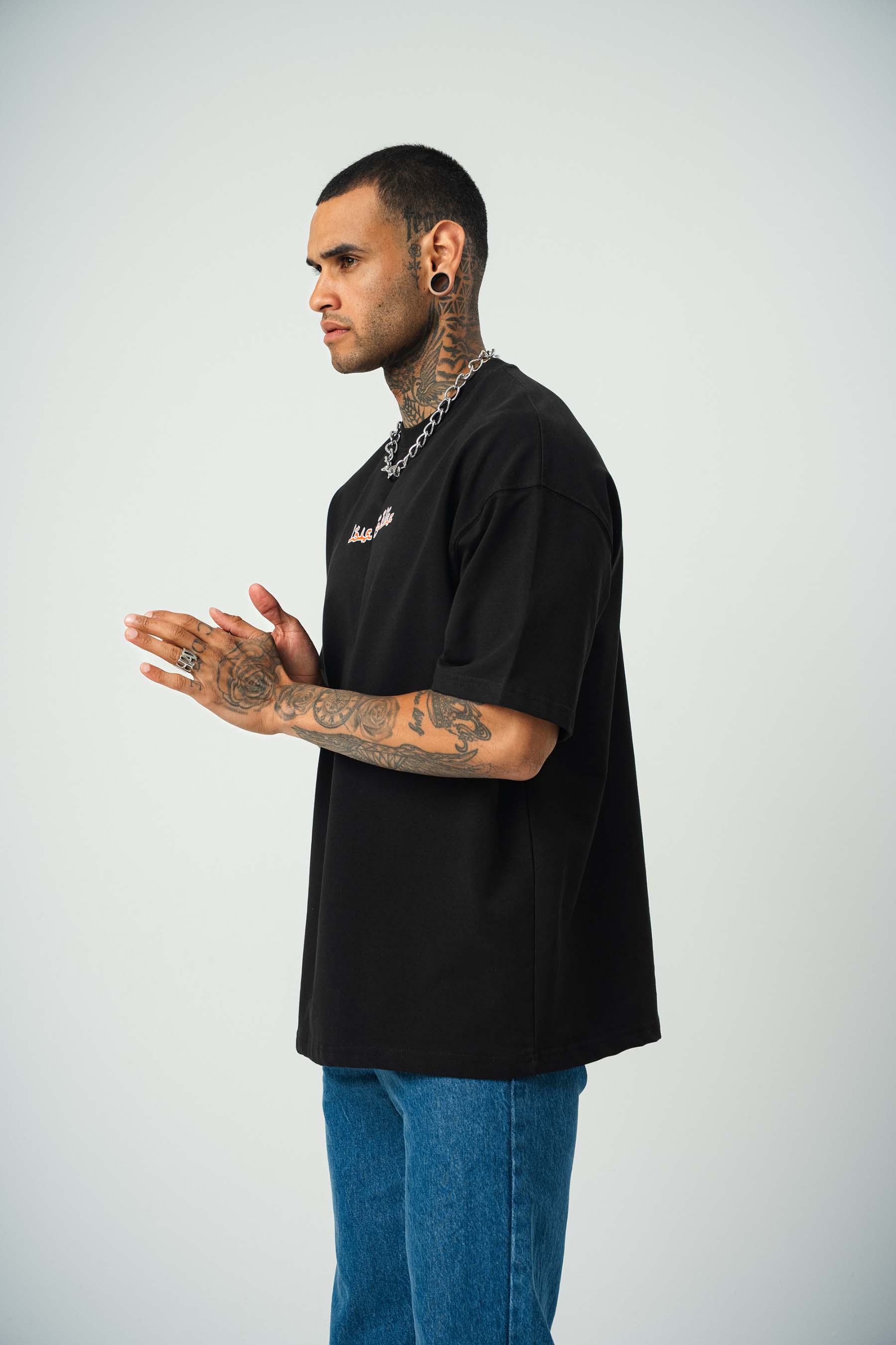 California Baskılı Siyah Oversize T-Shirt