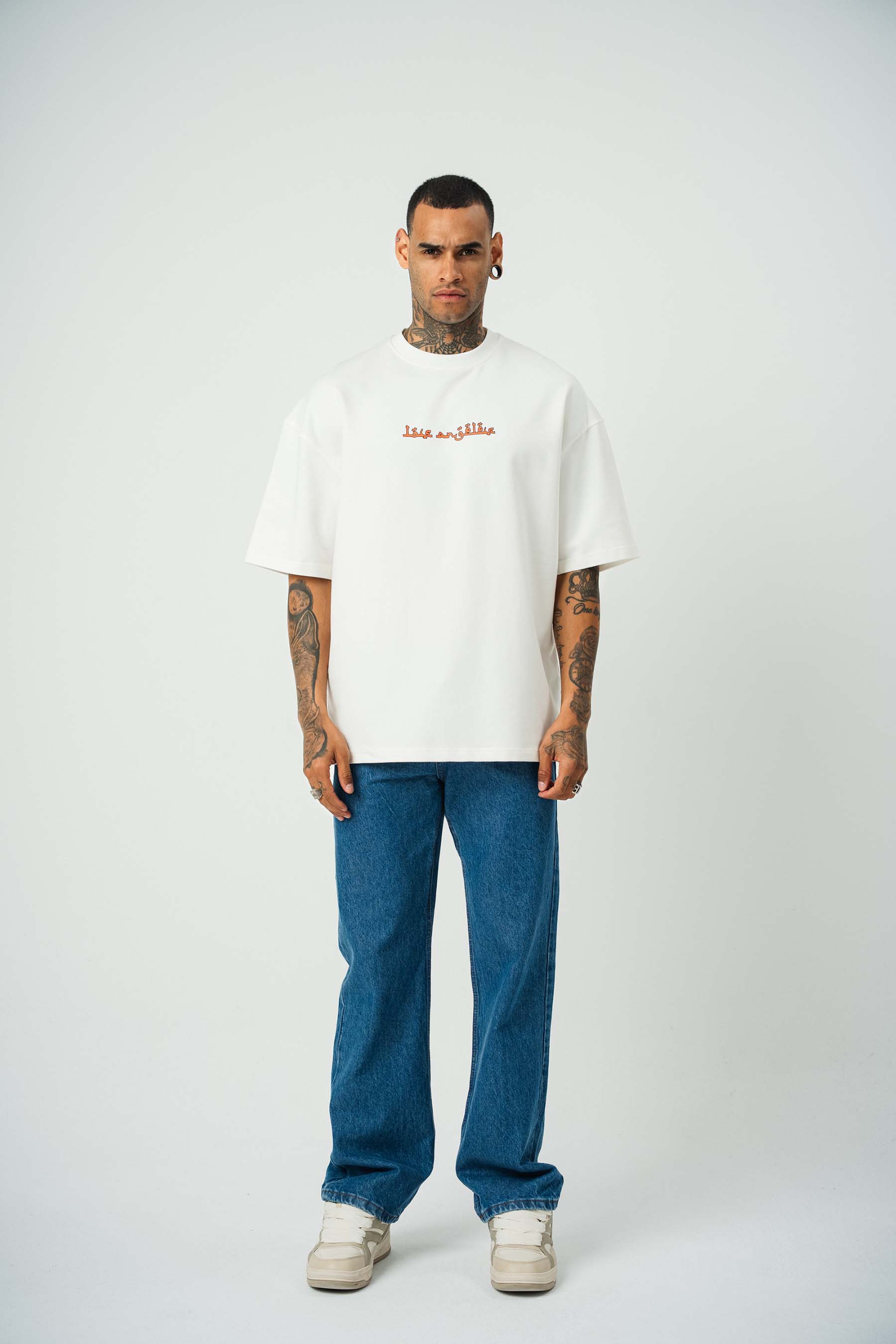 California Baskılı Beyaz Oversize T-Shirt