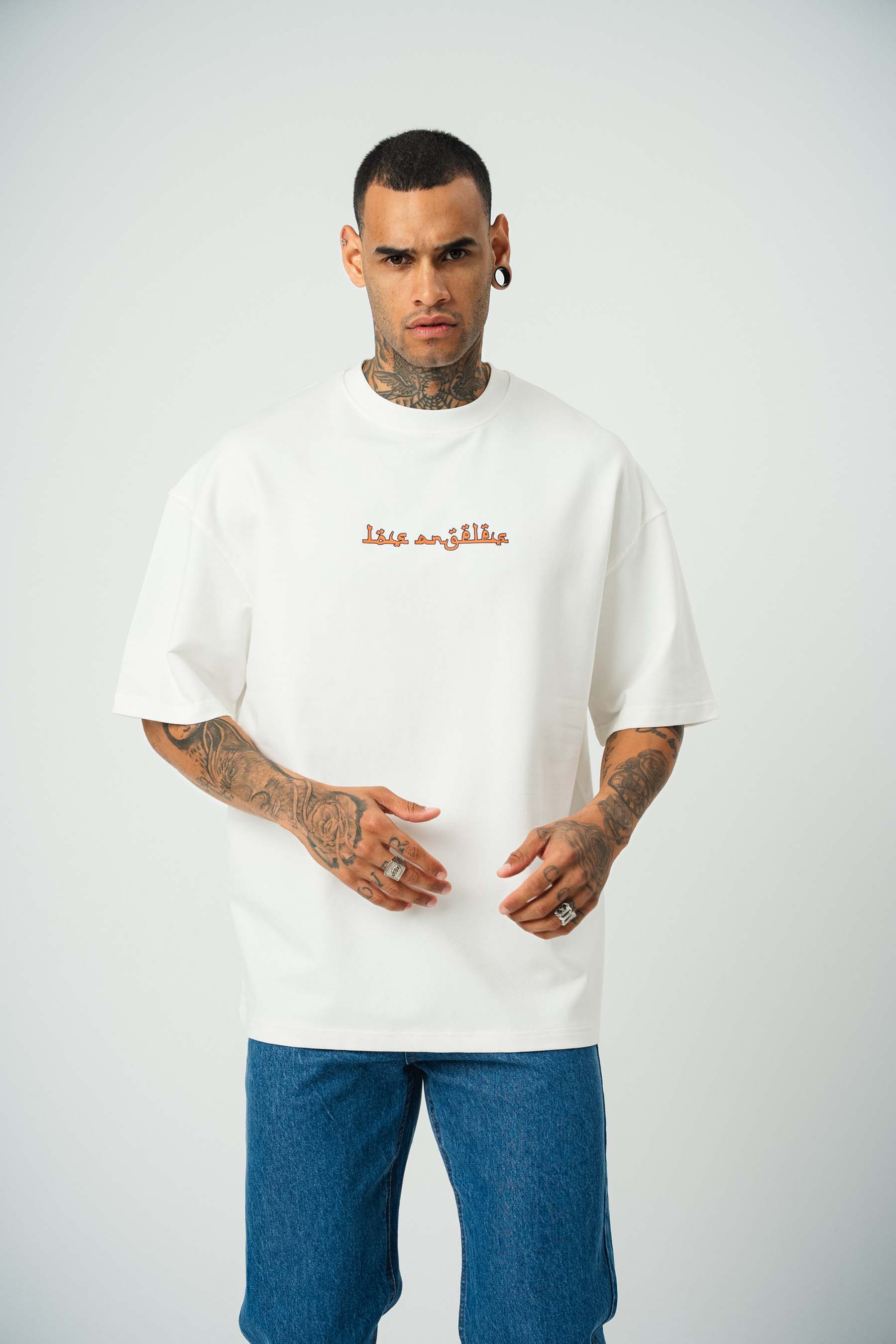 California Baskılı Beyaz Oversize T-Shirt