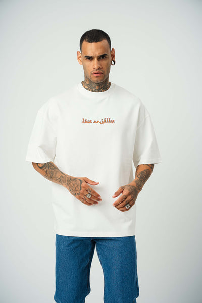 California Baskılı Beyaz Oversize T-Shirt