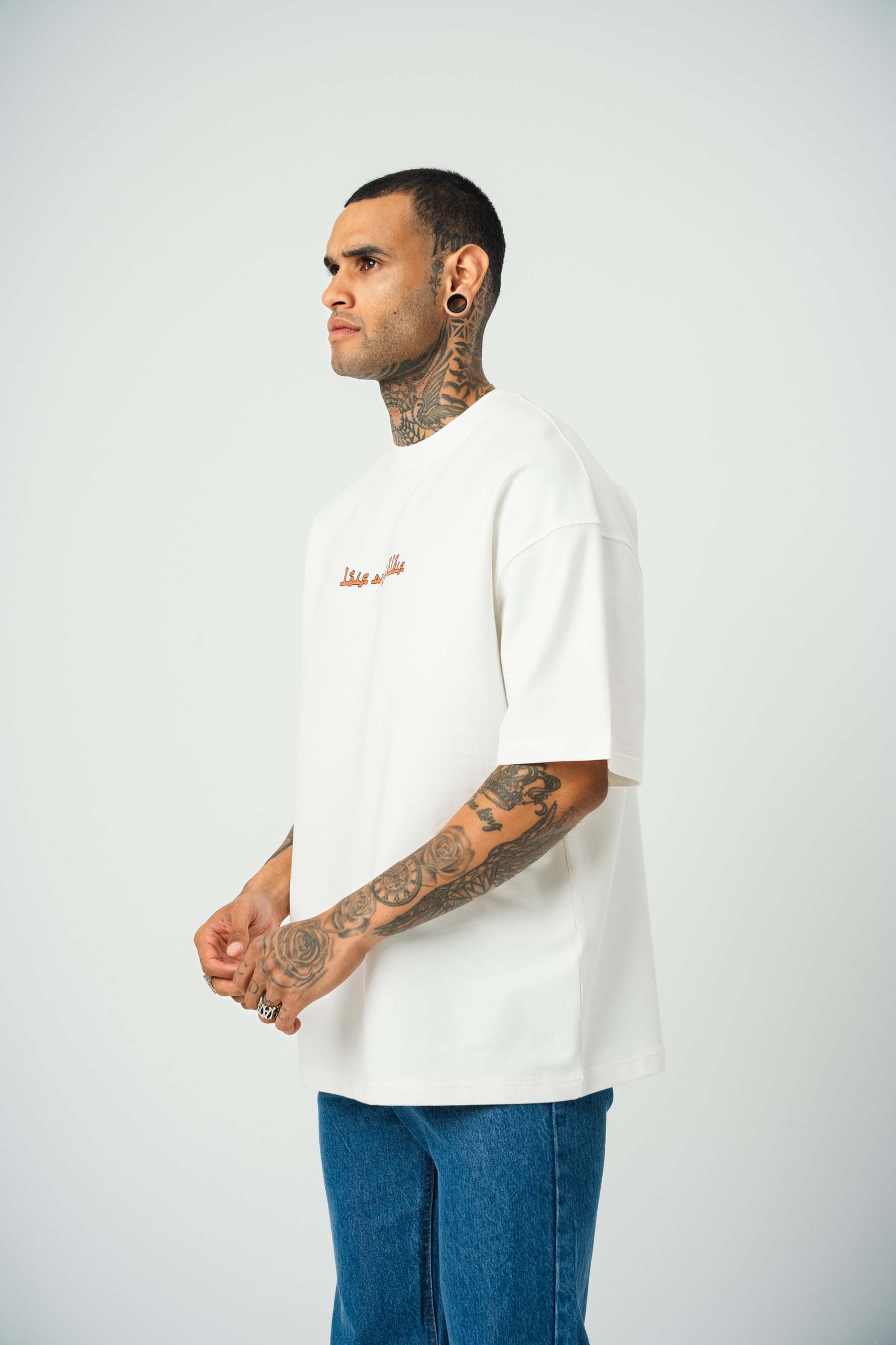 California Baskılı Beyaz Oversize T-Shirt