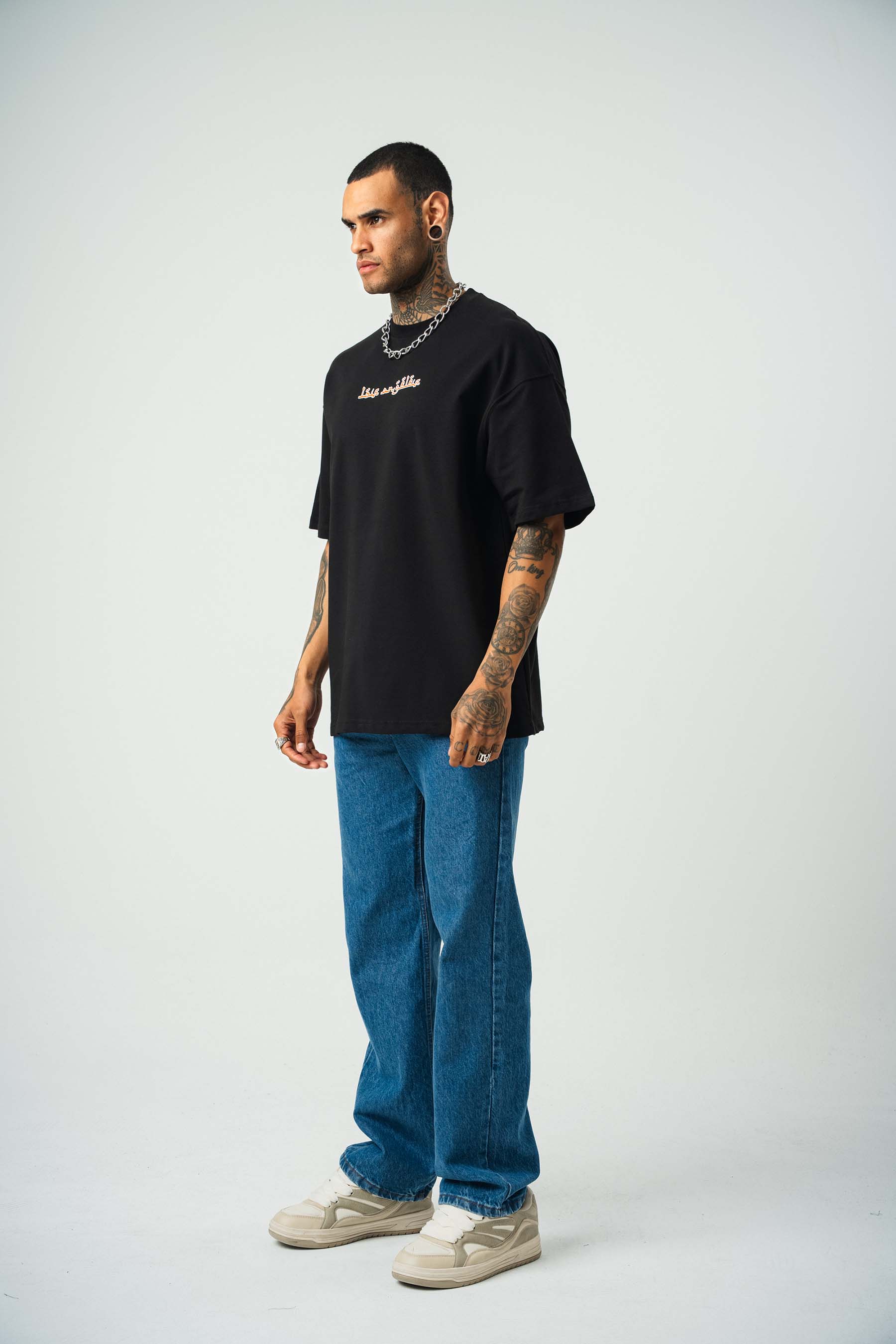 California Baskılı Siyah Oversize T-Shirt