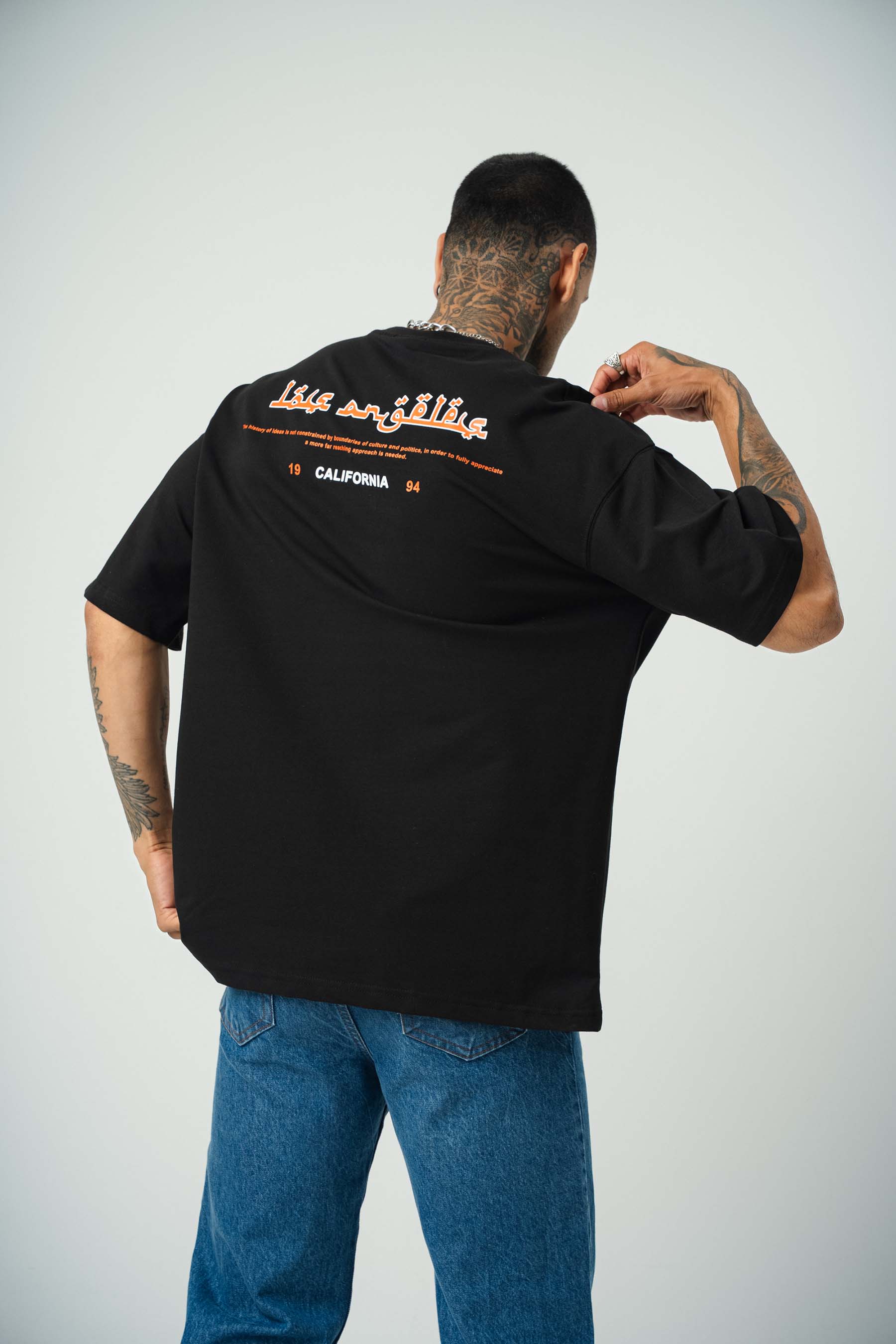 California Baskılı Siyah Oversize T-Shirt