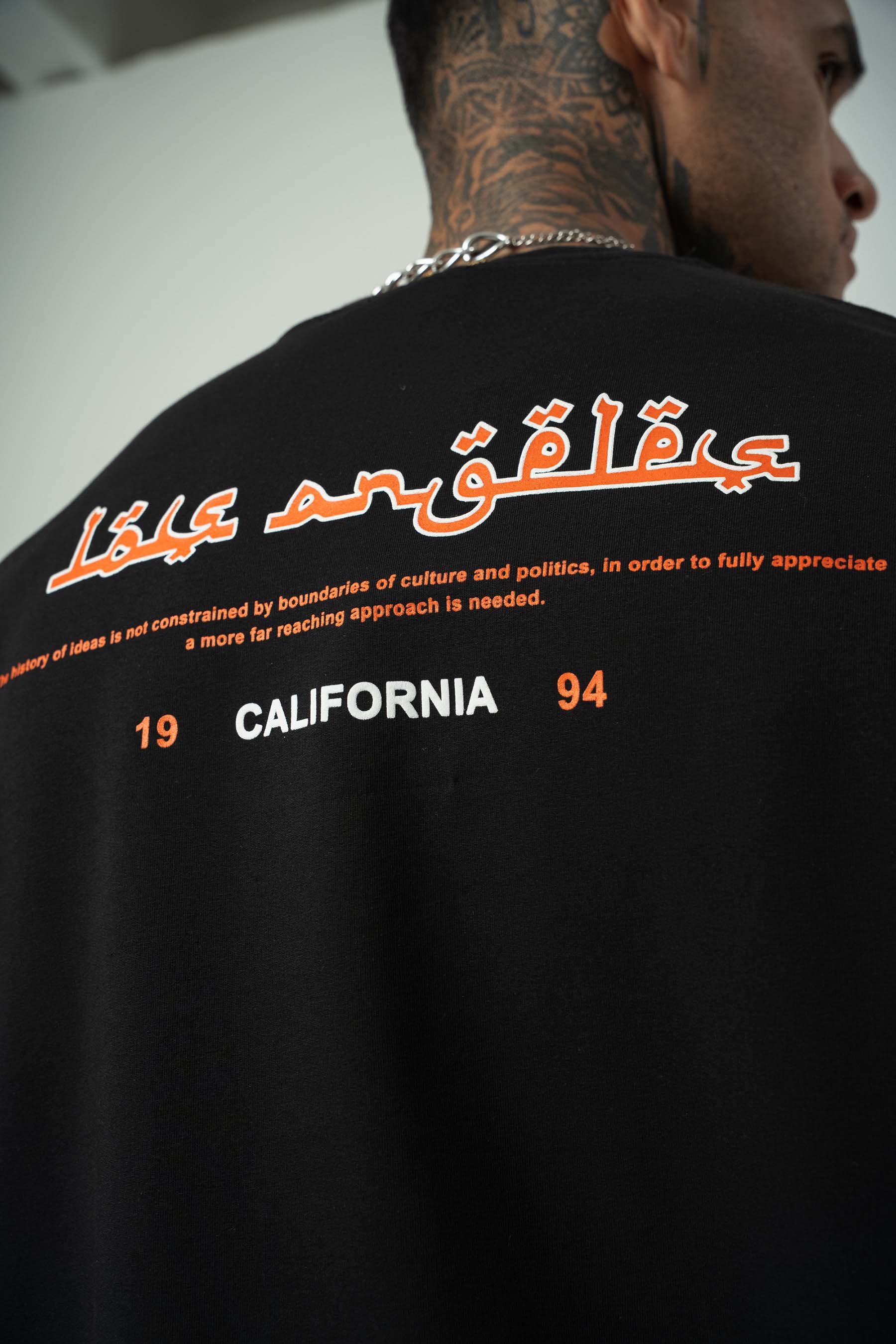 California Baskılı Siyah Oversize T-Shirt