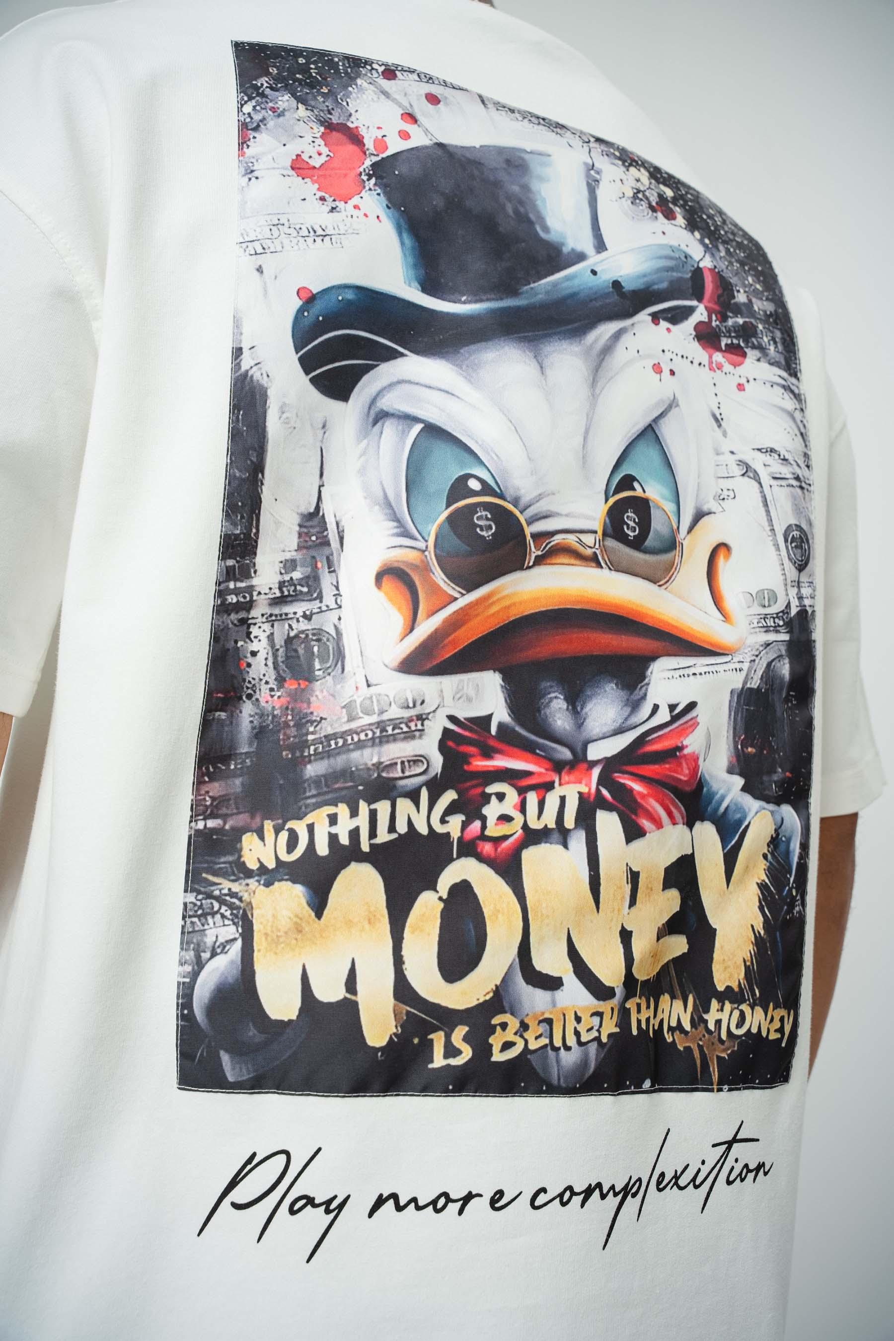 Donald Money Baskılı Beyaz Oversize T-Shirt