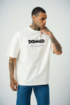 Donald Money Baskılı Beyaz Oversize T-Shirt