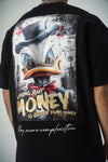 Donald Money Baskılı Siyah Oversize T-Shirt