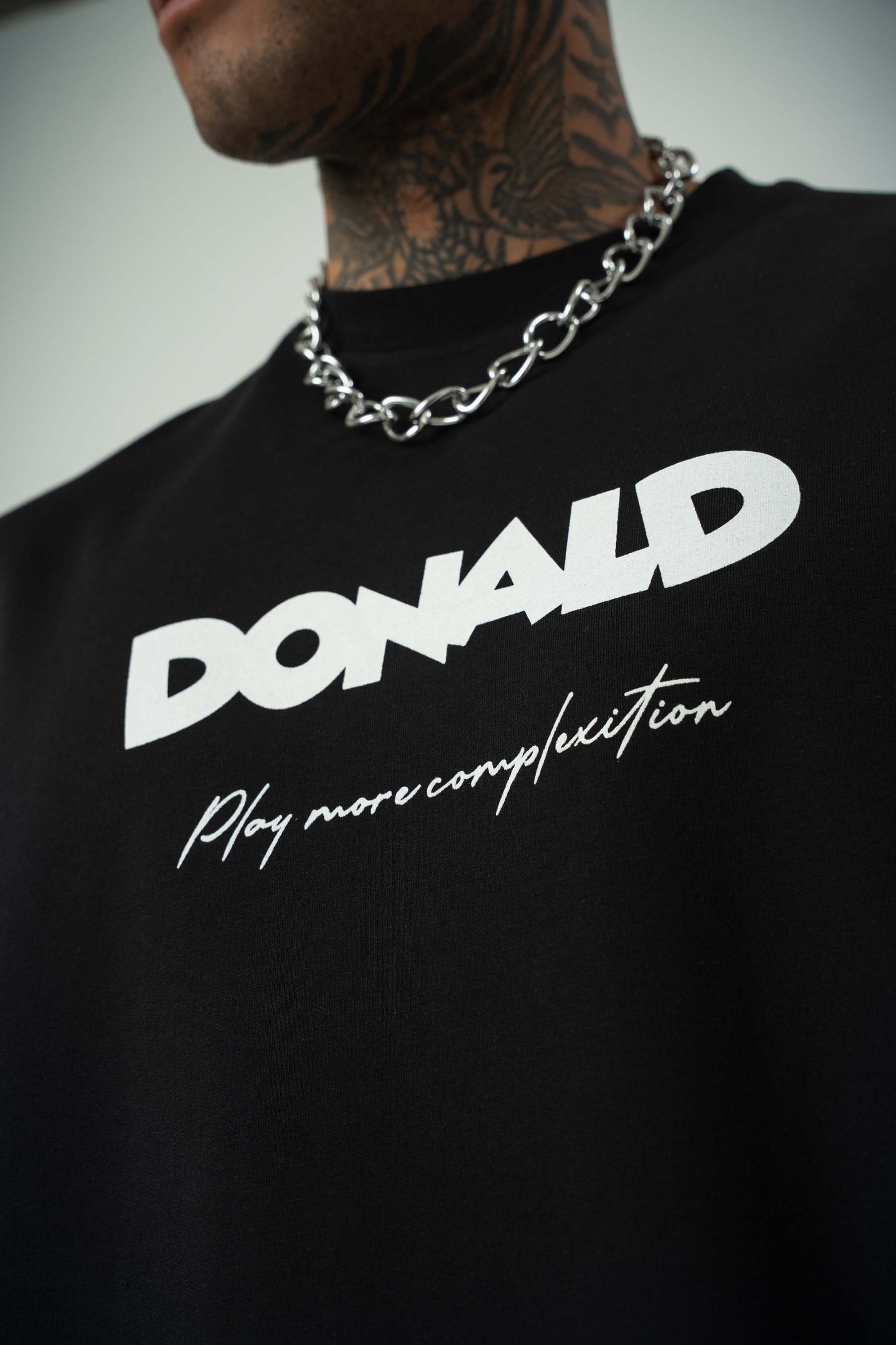 Donald Money Baskılı Siyah Oversize T-Shirt