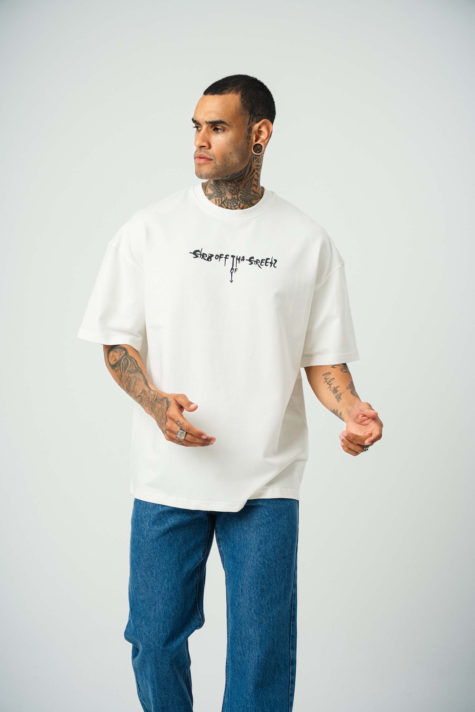 Eazy-E Baskılı Beyaz Oversize T-Shirt