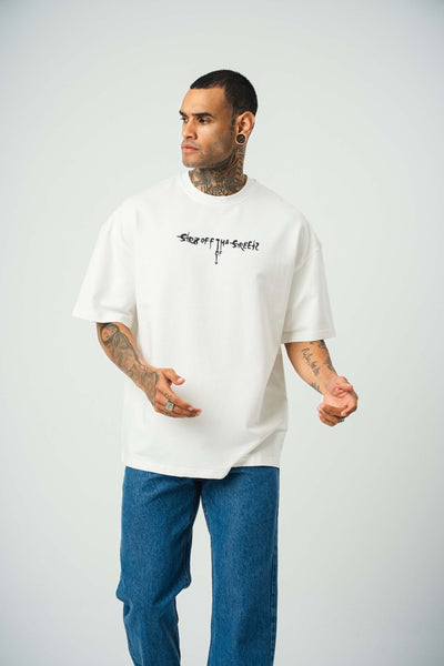 Eazy-E Baskılı Beyaz Oversize T-Shirt