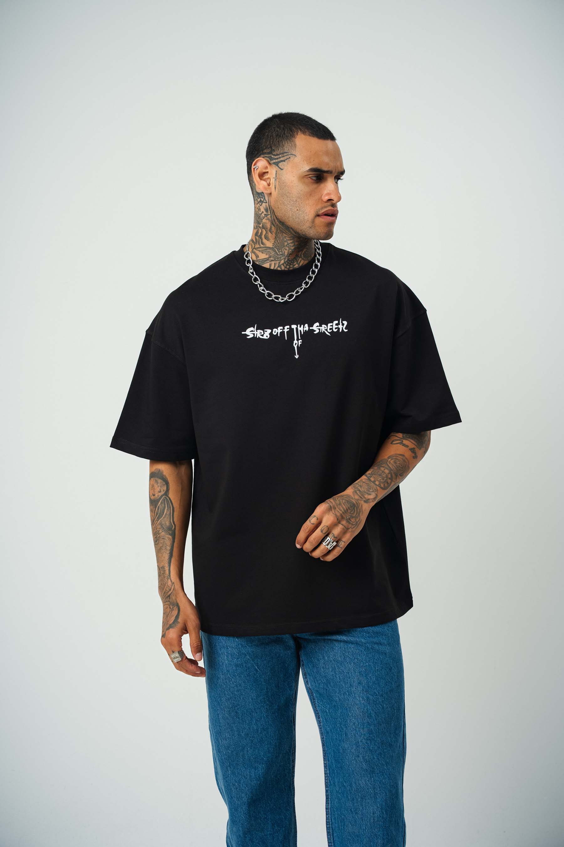 Eazy-E Baskılı Siyah Oversize T-Shirt